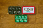 Altoid Tin Weekly Pill Organizer | Vitamins, Medication, Medicine, Cough Drops etc.  Easy To Read Letters.  Made In Alaska, USA!