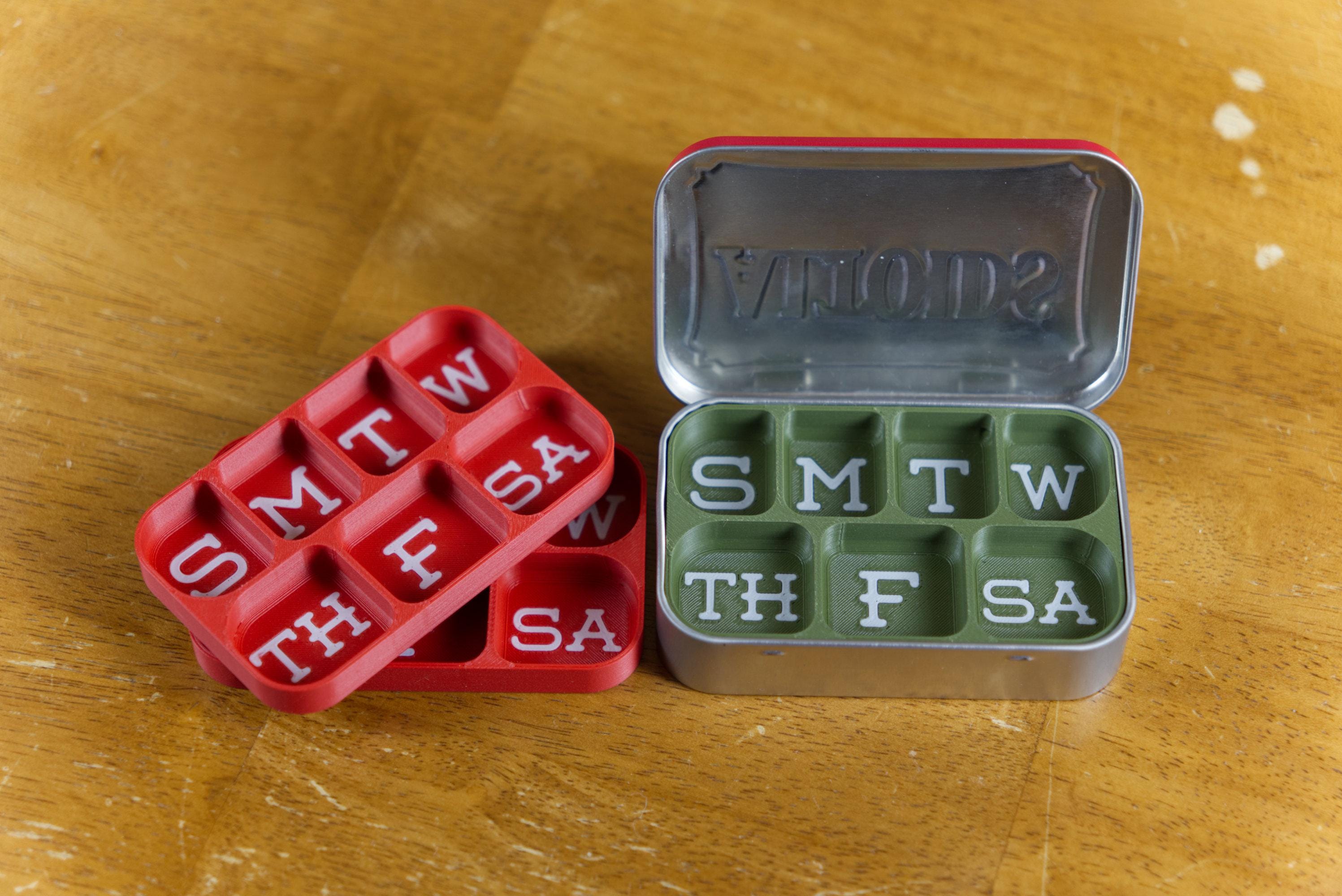 2 Week Altoid Tin Pill Organizer | Vitamins, Medication, Medicine, Cough Drops etc. 2 Tray double level magnetic | Made In Alaska, USA!