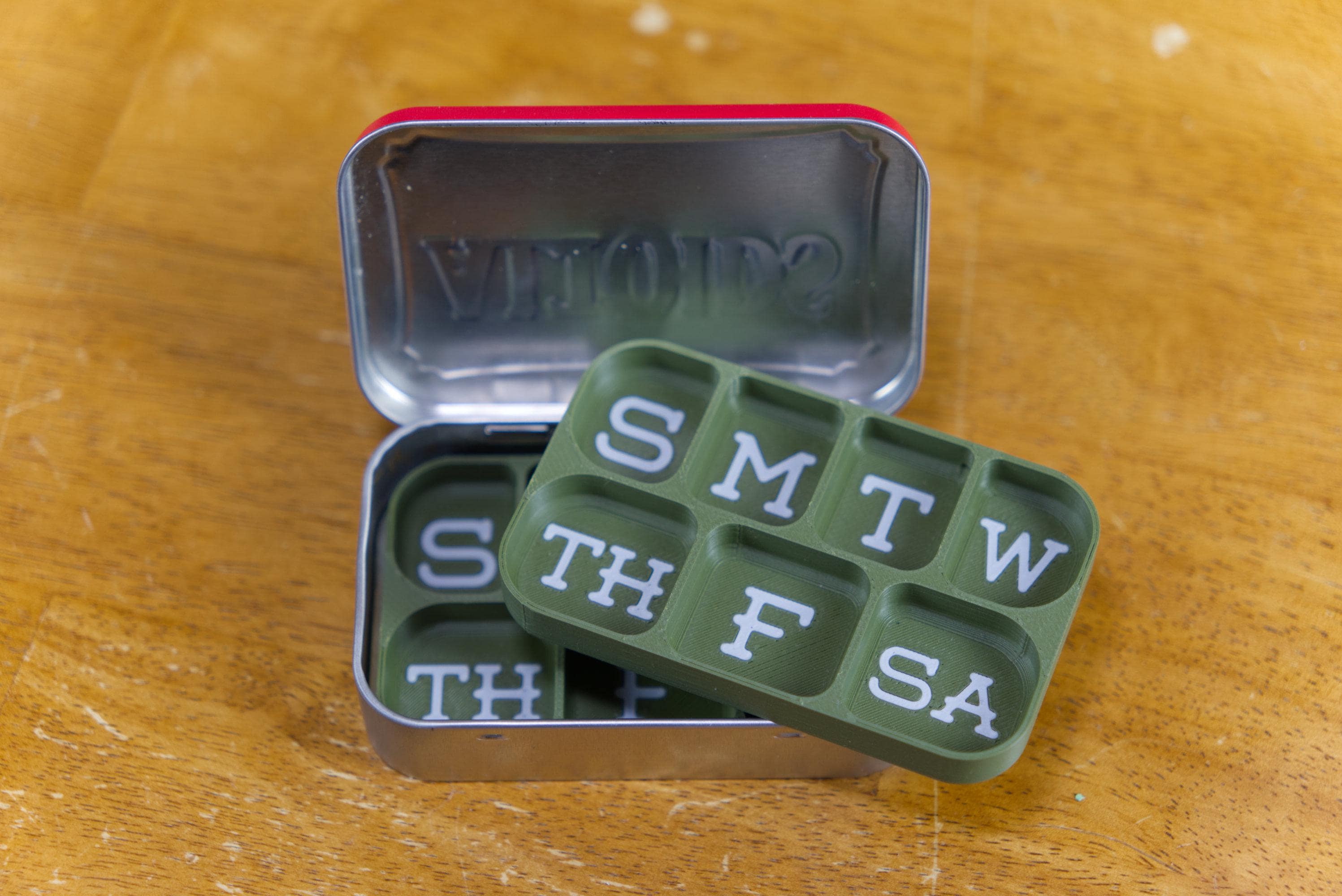 2 Week Altoid Tin Pill Organizer | Vitamins, Medication, Medicine, Cough Drops etc. 2 Tray double level magnetic | Made In Alaska, USA!