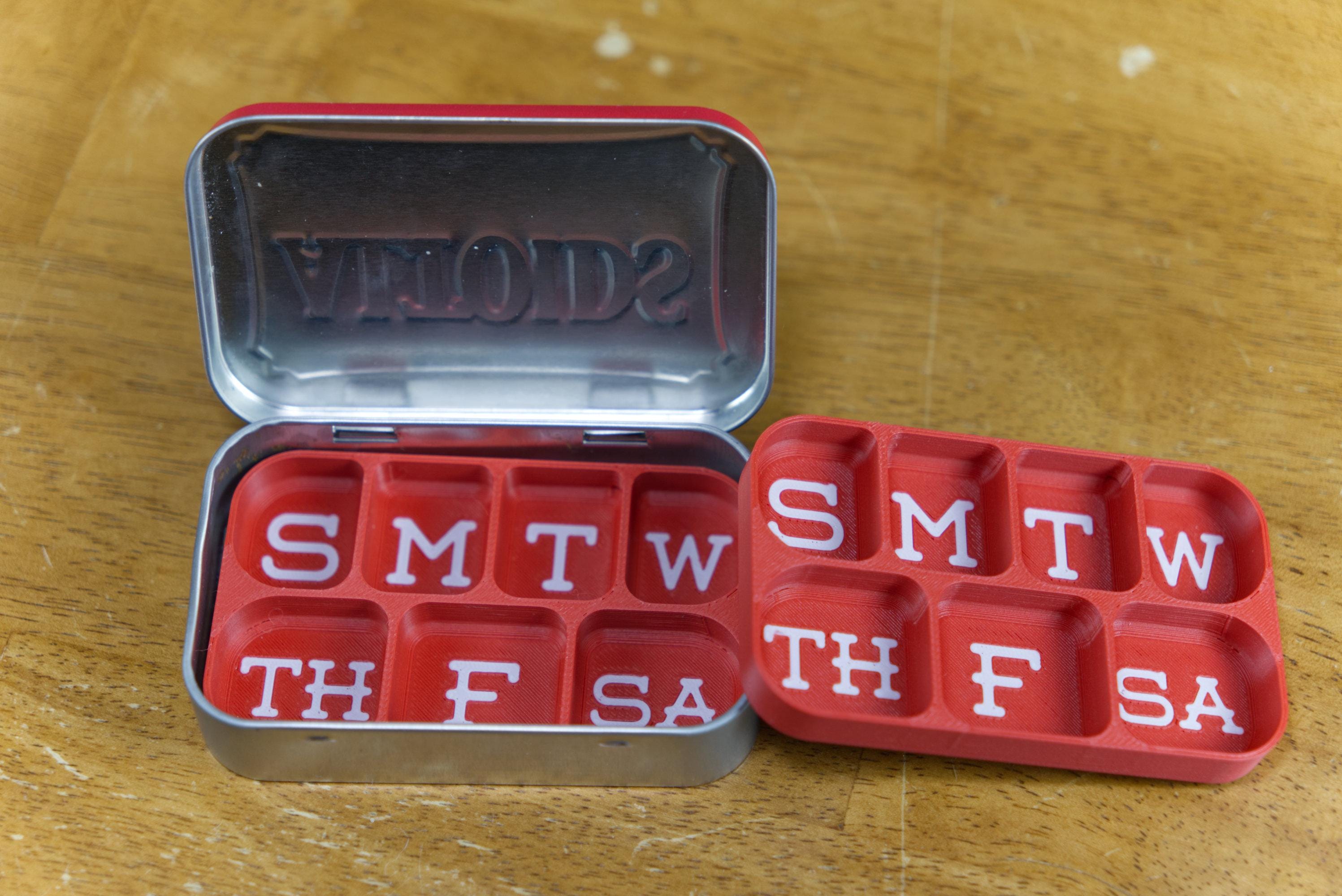 2 Week Altoid Tin Pill Organizer | Vitamins, Medication, Medicine, Cough Drops etc. 2 Tray double level magnetic | Made In Alaska, USA!