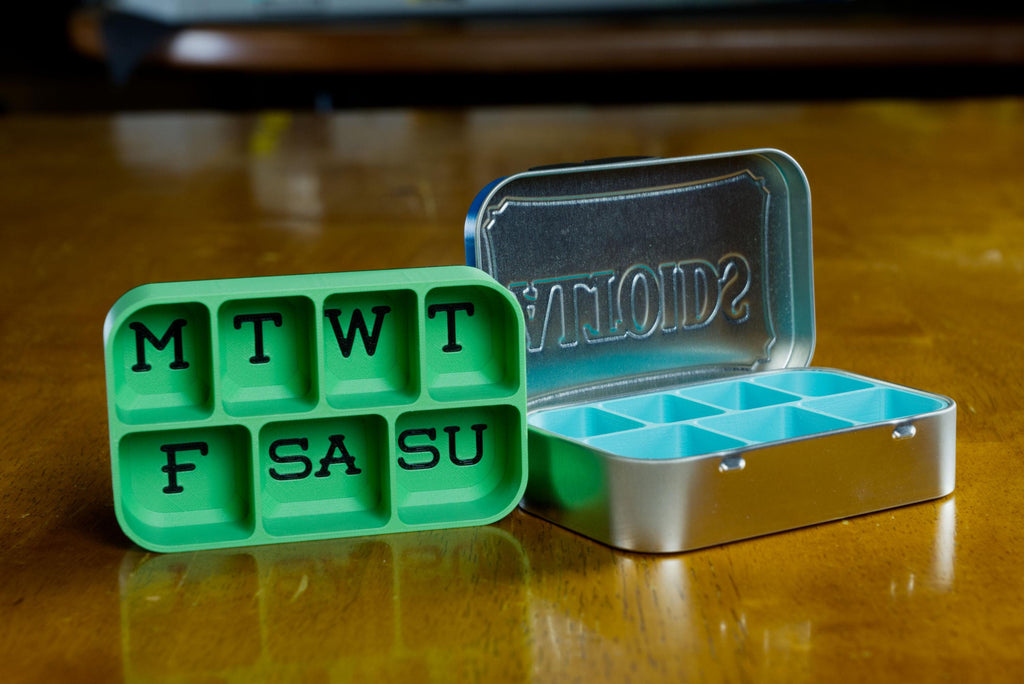 Altoid Tin Weekly Pill Organizer MONDAY VERSION | Vitamins, Medication, Medicine, Cough Drops. Easy To Read Letters.  Made In Alaska, USA!