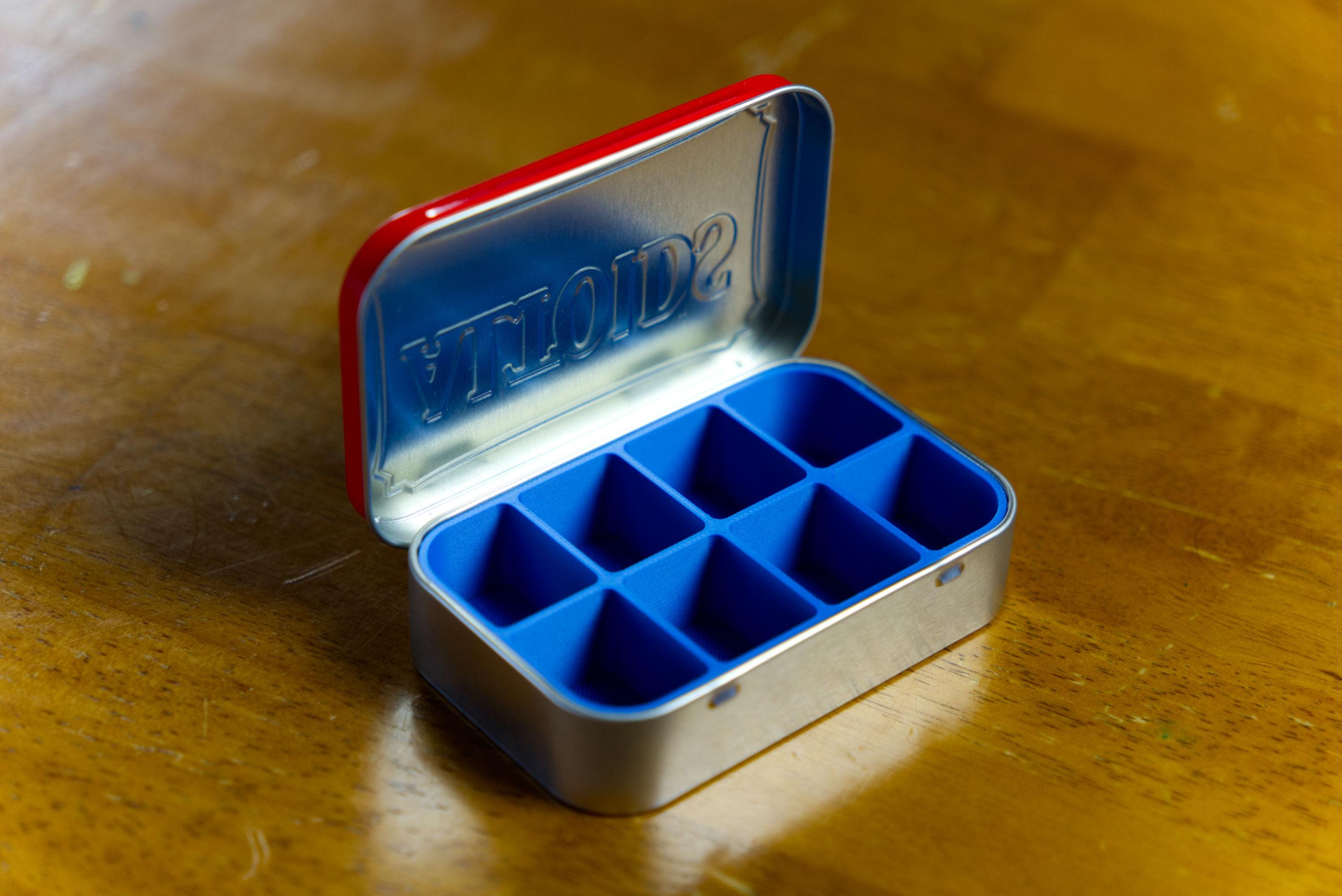 Altoid Tin 8 Slot Organizer | Vitamins, Medication, Medicine, Survival, Fishing Lures, Fire Starter, Small Parts.  Made In Alaska, USA